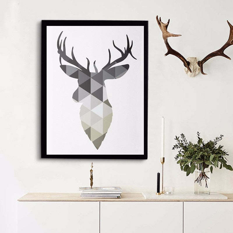 Geometric Deer Faith Quote - Canvas Wall Art Painting-Original Wall Arts