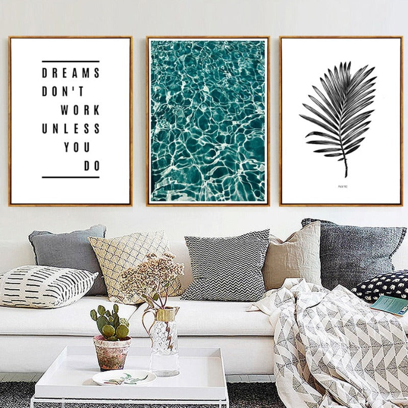 Nordic Scandinavia Palm Leaves Plants Dreams Quote-Original Wall Arts