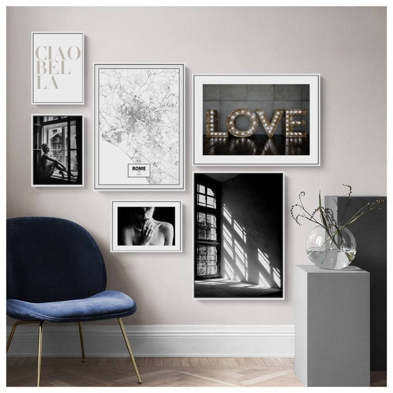 Nordic Scandinavia Interior Designs Love Print Girl - Canvas Wall Art Painting