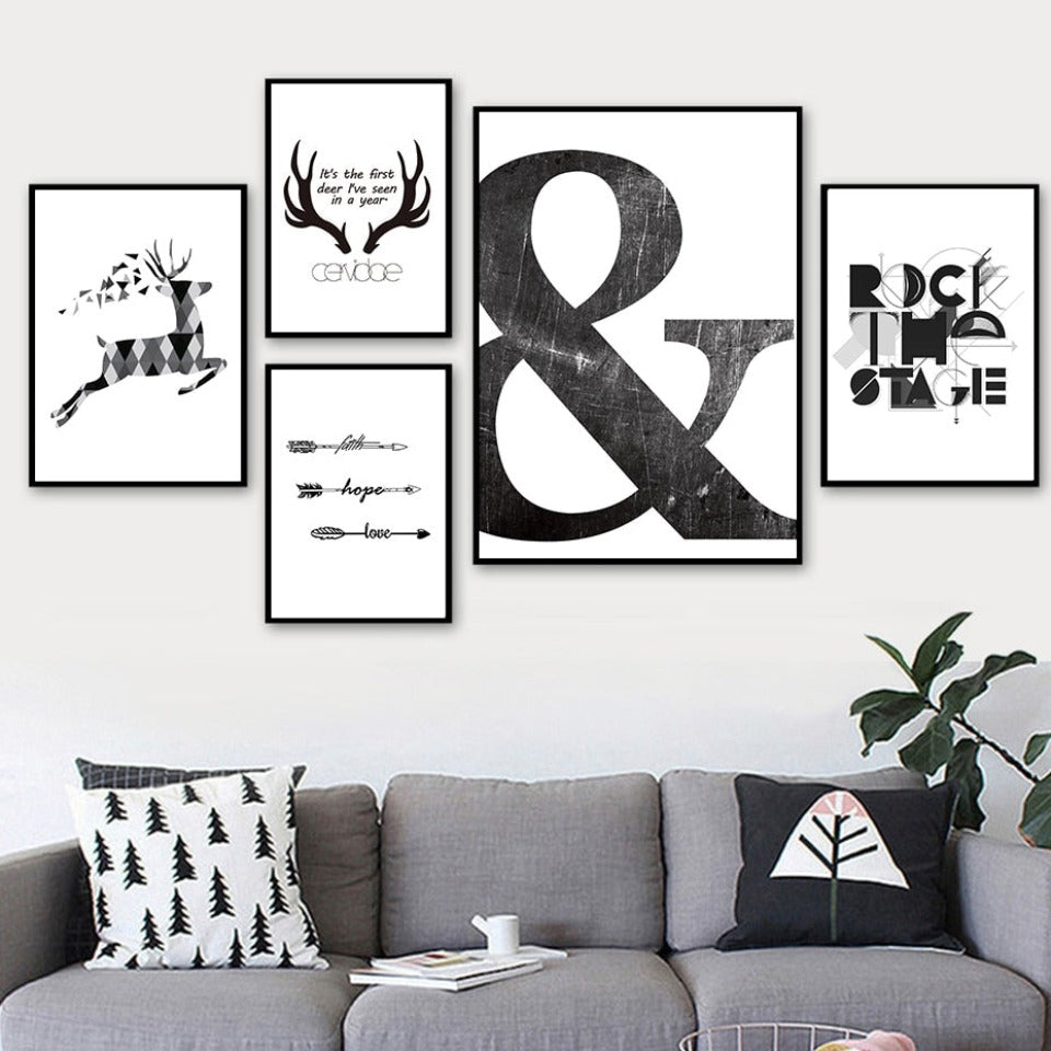 Scandinavia Deer Love Symbol Wall Art - Canvas Wall Art Painting-Original Wall Arts