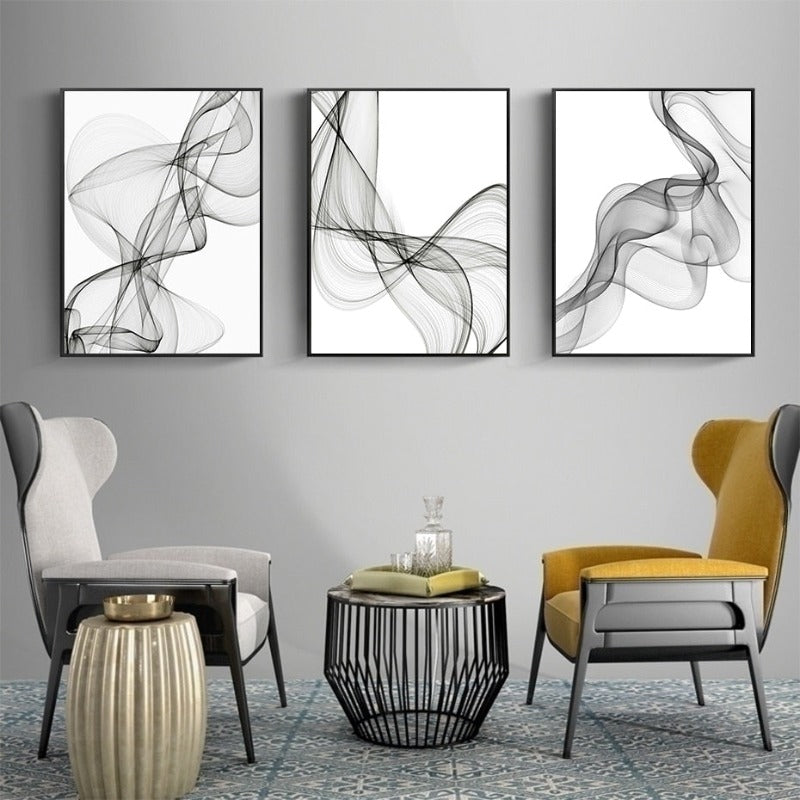 Abstract Wavy Lines Pattern - Canvas Wall Art Painting-Original Wall Arts