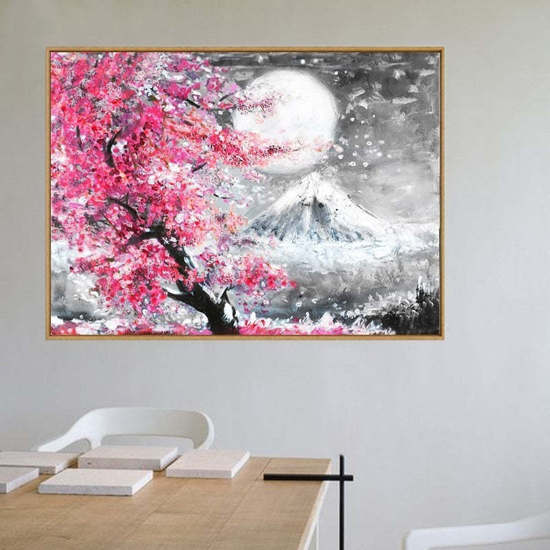 Mount Fuji Cherry Blossom Landscape Japan  - Canvas Wall Art Painting-Original Wall Arts