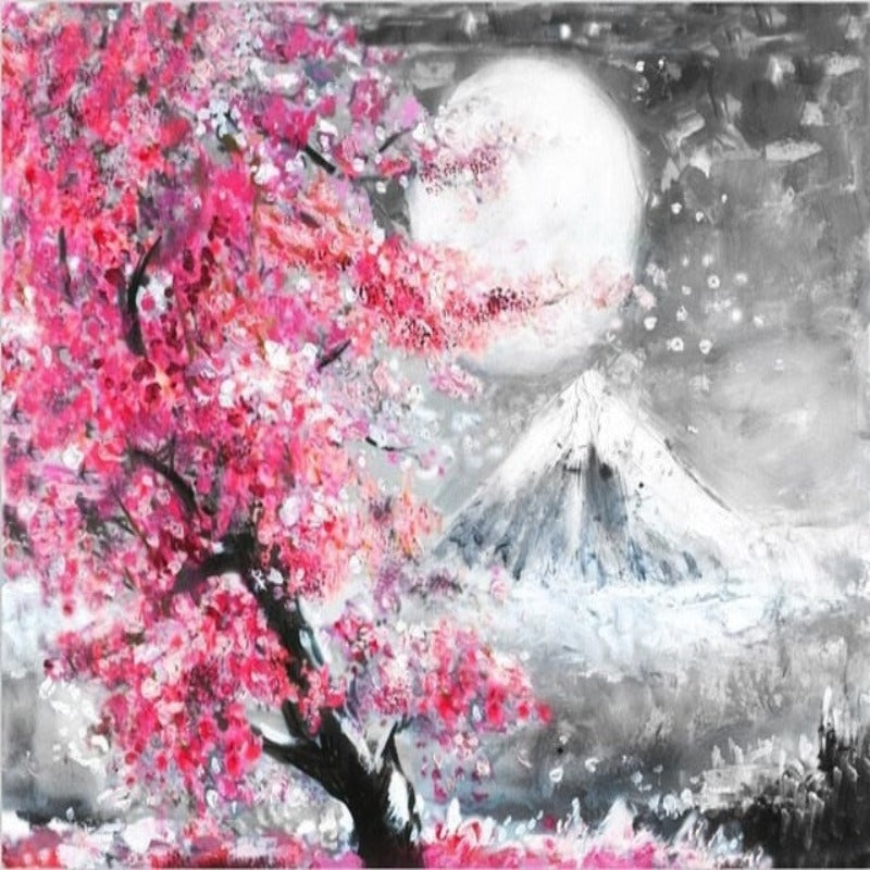 Mount Fuji Cherry Blossom Landscape Japan  - Canvas Wall Art Painting-Original Wall Arts