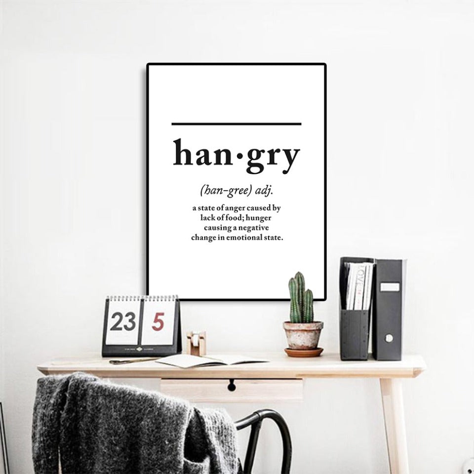 Scandinavian Hangry Definition Letters - Canvas Wall Art Painting-Original Wall Arts