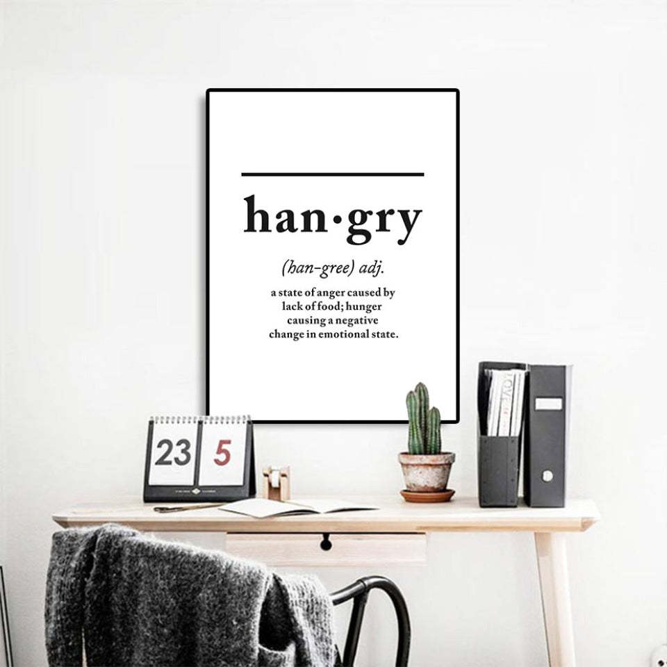 Scandinavian Hangry Definition Letters - Canvas Wall Art Painting-Original Wall Arts