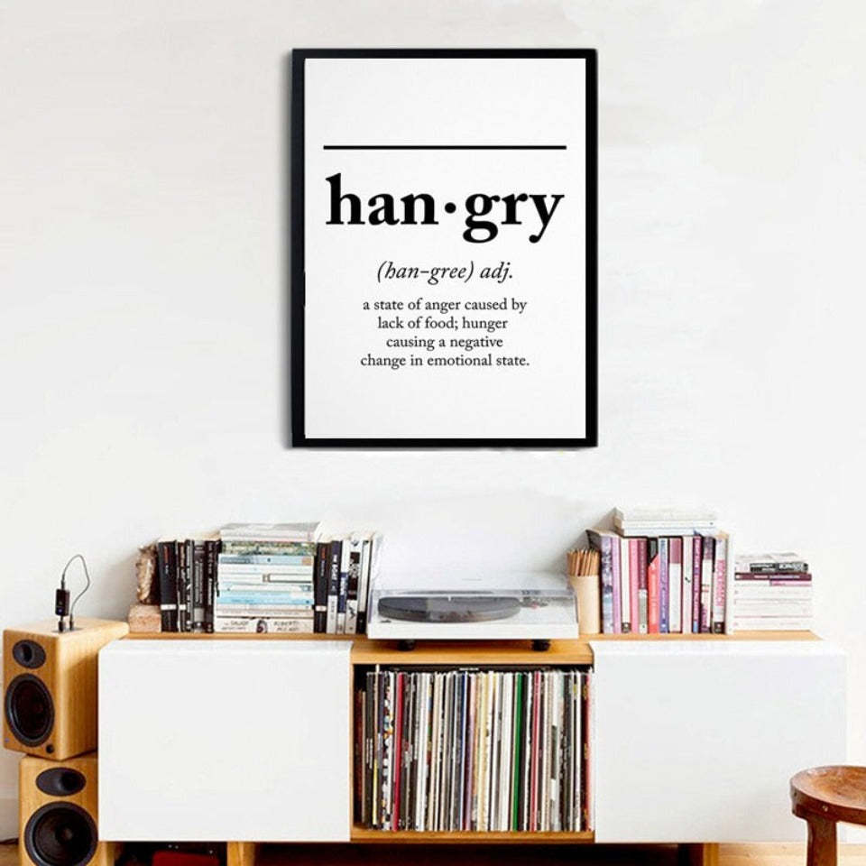 Scandinavian Hangry Definition Letters - Canvas Wall Art Painting-Original Wall Arts