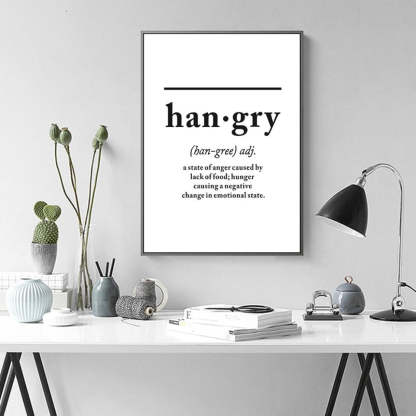 Scandinavian Hangry Definition Letters - Canvas Wall Art Painting-Original Wall Arts