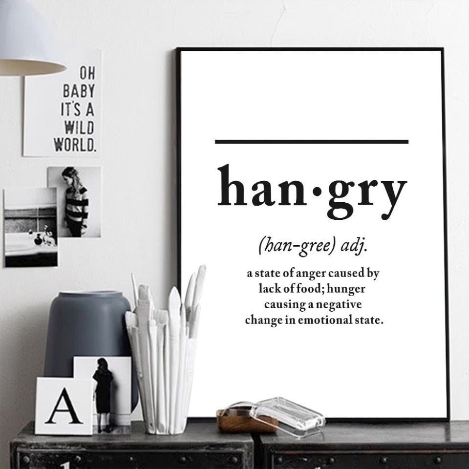 Scandinavian Hangry Definition Letters - Canvas Wall Art Painting-Original Wall Arts
