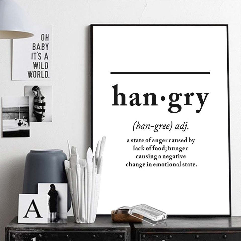 Scandinavian Hangry Definition Letters - Canvas Wall Art Painting-Original Wall Arts