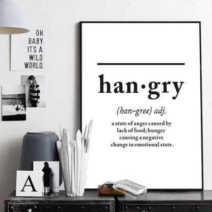 Scandinavian Hangry Definition Letters - Canvas Wall Art Painting-Original Wall Arts