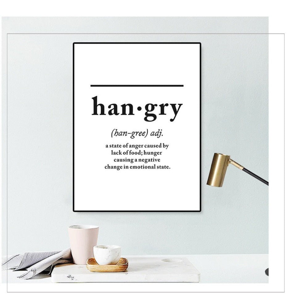 Scandinavian Hangry Definition Letters - Canvas Wall Art Painting-Original Wall Arts