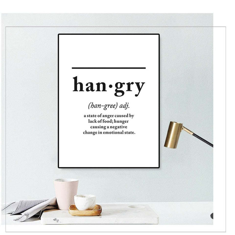 Scandinavian Hangry Definition Letters - Canvas Wall Art Painting-Original Wall Arts