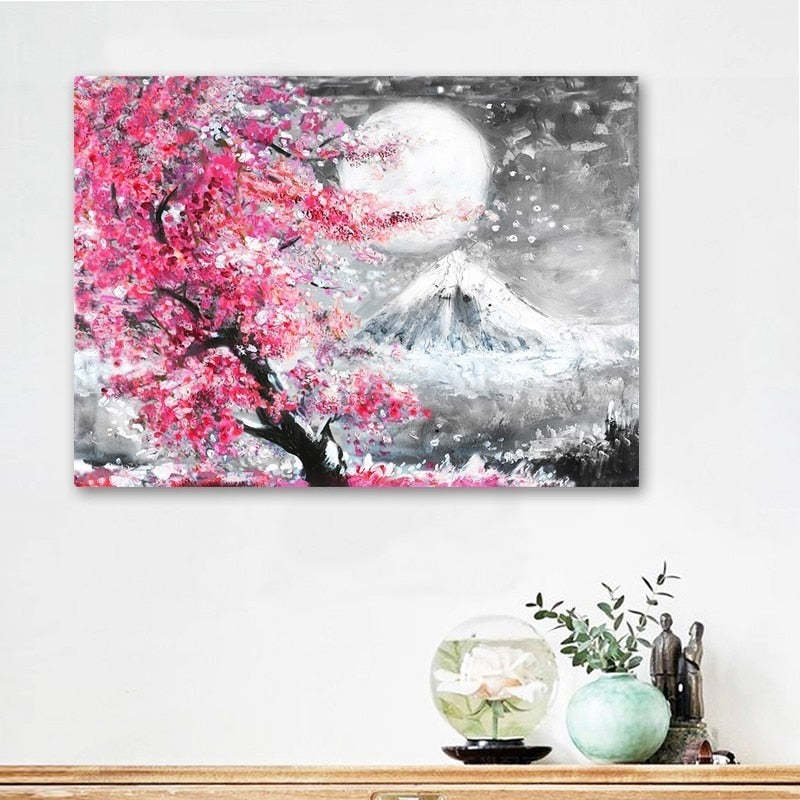 Mount Fuji Cherry Blossom Landscape Japan  - Canvas Wall Art Painting-Original Wall Arts