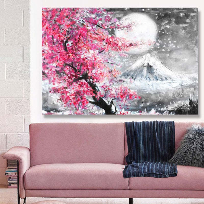 Mount Fuji Cherry Blossom Landscape Japan  - Canvas Wall Art Painting-Original Wall Arts