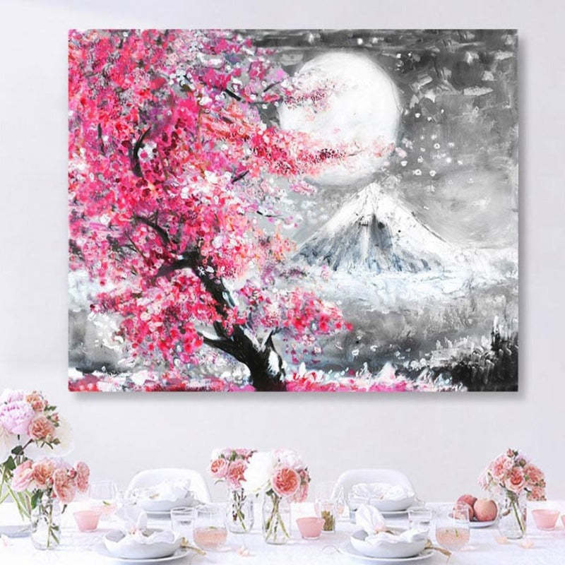 Mount Fuji Cherry Blossom Landscape Japan  - Canvas Wall Art Painting-Original Wall Arts