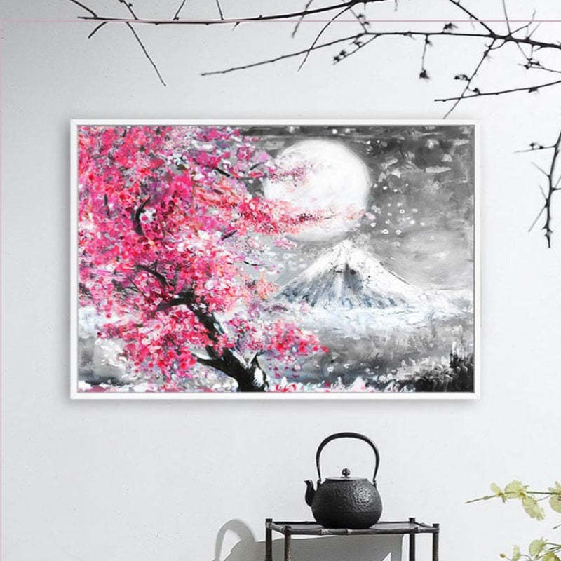 Mount Fuji Cherry Blossom Landscape Japan  - Canvas Wall Art Painting-Original Wall Arts