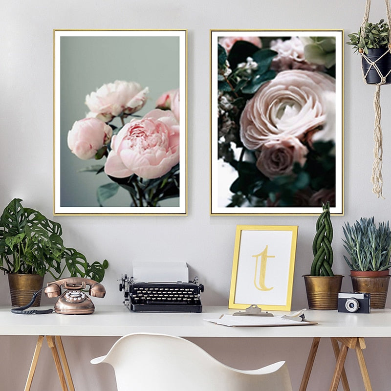 Modern Peonies Floral Canvas Painting Gallery Flower - Canvas Wall Art Painting-Original Wall Arts