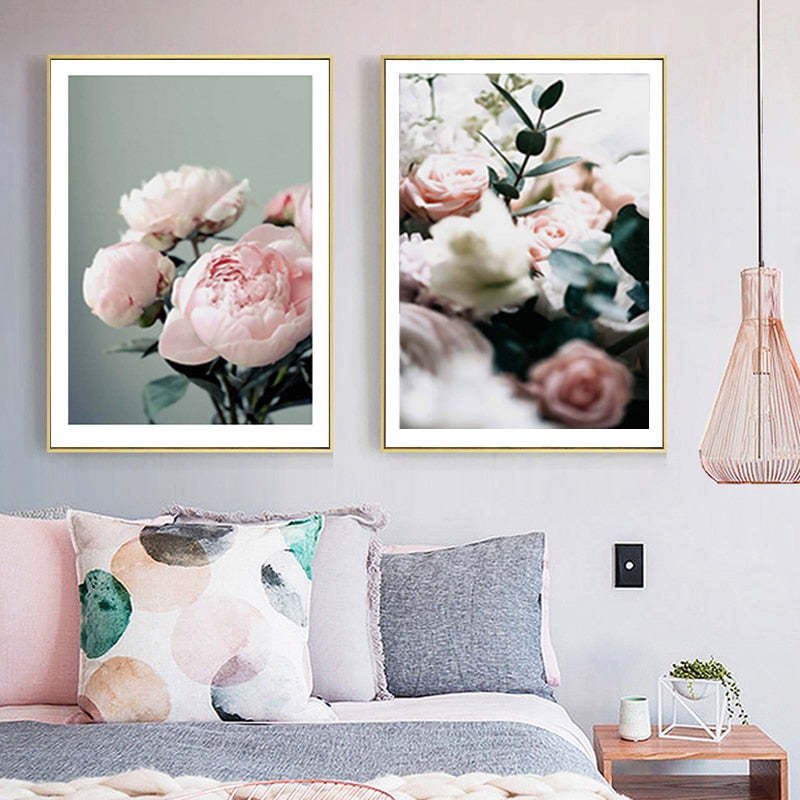 Modern Peonies Floral Canvas Painting Gallery Flower - Canvas Wall Art Painting-Original Wall Arts
