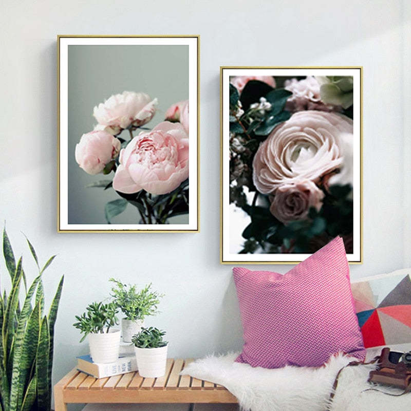 Modern Peonies Floral Canvas Painting Gallery Flower - Canvas Wall Art Painting-Original Wall Arts