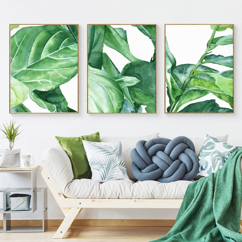 Modern Nordic Natural Tropical Leaves - Canvas Wall Art Painting-Original Wall Arts