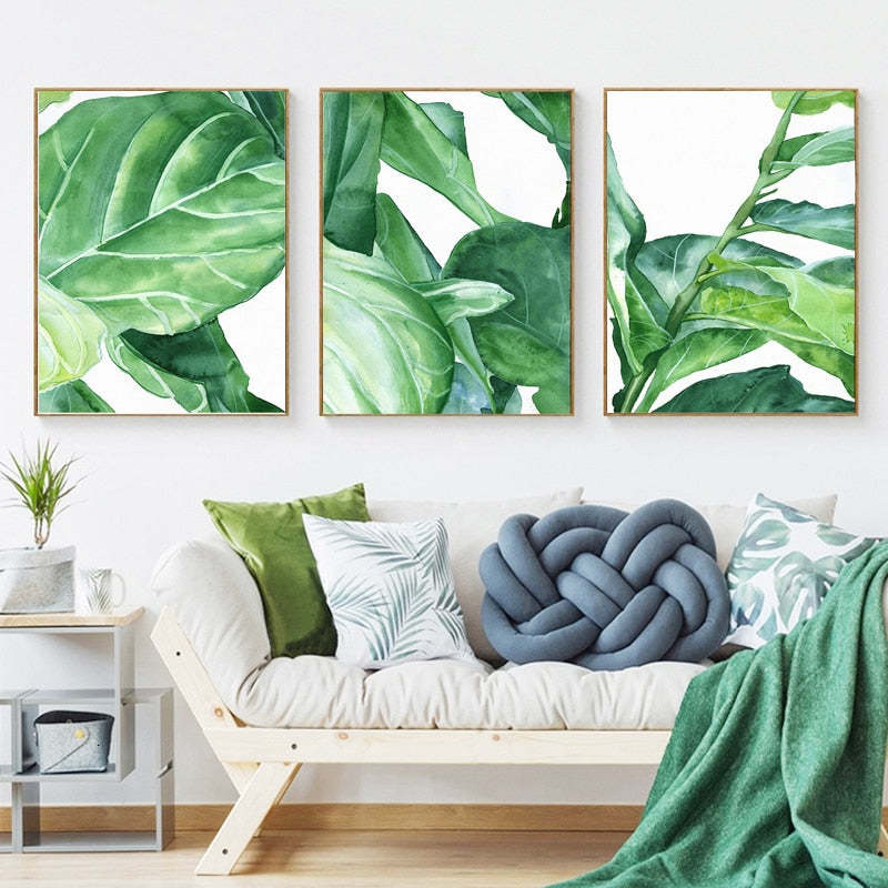 Modern Nordic Natural Tropical Leaves - Canvas Wall Art Painting-Original Wall Arts