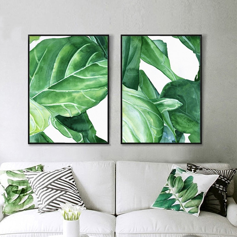 Modern Nordic Natural Tropical Leaves - Canvas Wall Art Painting-Original Wall Arts