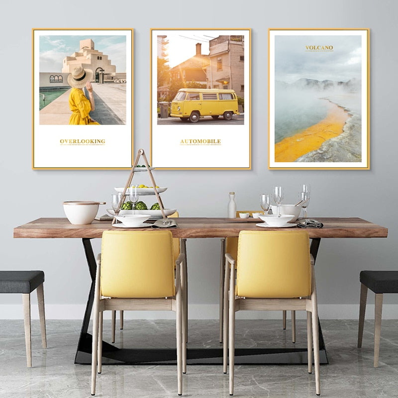 Modern Yellow Landscape Wall Art Poster - Canvas Wall Art Painting-Original Wall Arts