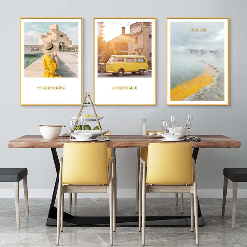 Modern Yellow Landscape Wall Art Poster - Canvas Wall Art Painting-Original Wall Arts