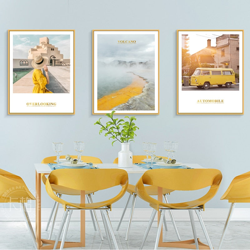 Modern Yellow Landscape Wall Art Poster - Canvas Wall Art Painting-Original Wall Arts