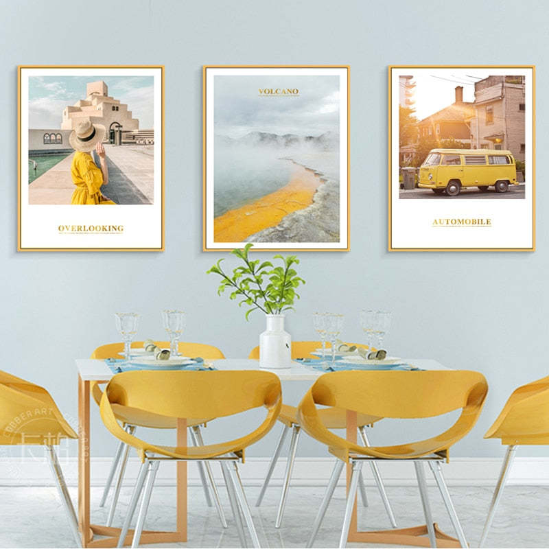 Modern Yellow Landscape Wall Art Poster - Canvas Wall Art Painting-Original Wall Arts