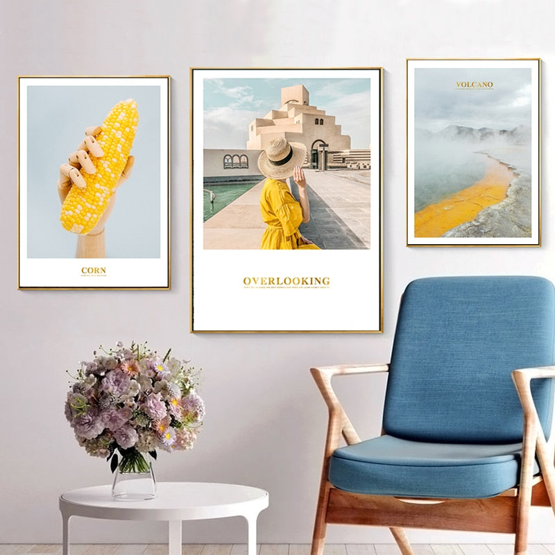 Modern Yellow Landscape Wall Art Poster - Canvas Wall Art Painting-Original Wall Arts