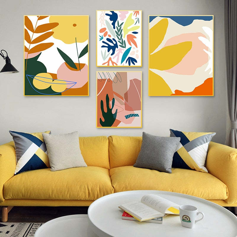 Abstract Scandinavia Colorful Gallery - Canvas Wall Art Painting-Original Wall Arts