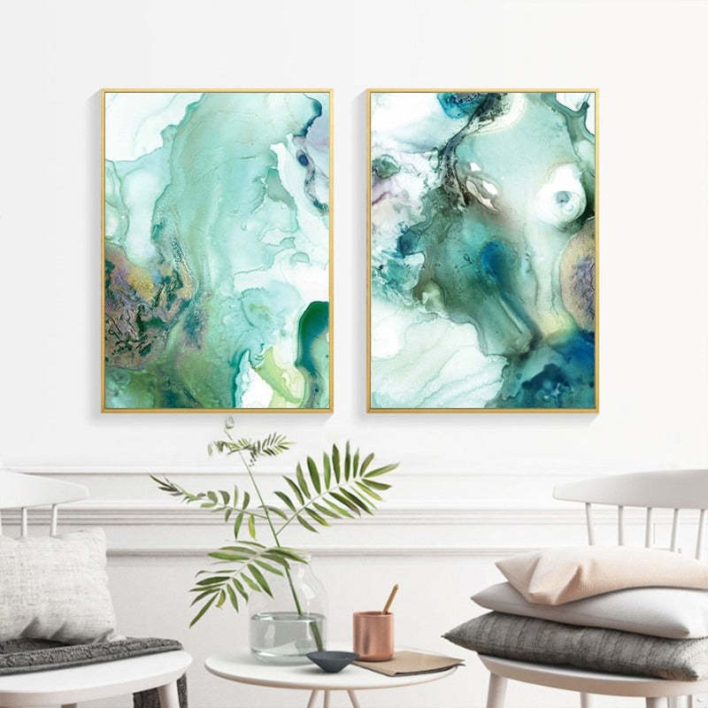 Mint Sea Marble - Canvas Wall Art Painting-Original Wall Arts