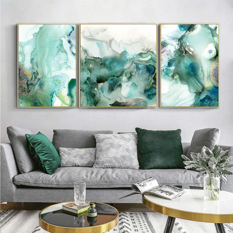 Mint Sea Marble - Canvas Wall Art Painting-Original Wall Arts