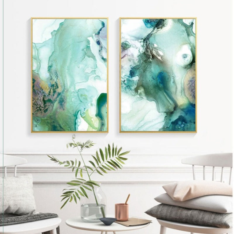 Mint Sea Marble - Canvas Wall Art Painting-Original Wall Arts