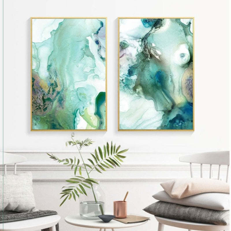 Mint Sea Marble - Canvas Wall Art Painting-Original Wall Arts