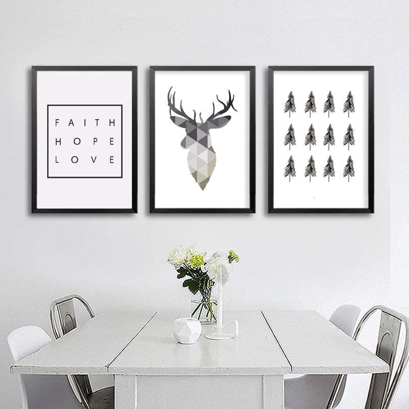 Geometric Deer Faith Quote - Canvas Wall Art Painting-Original Wall Arts