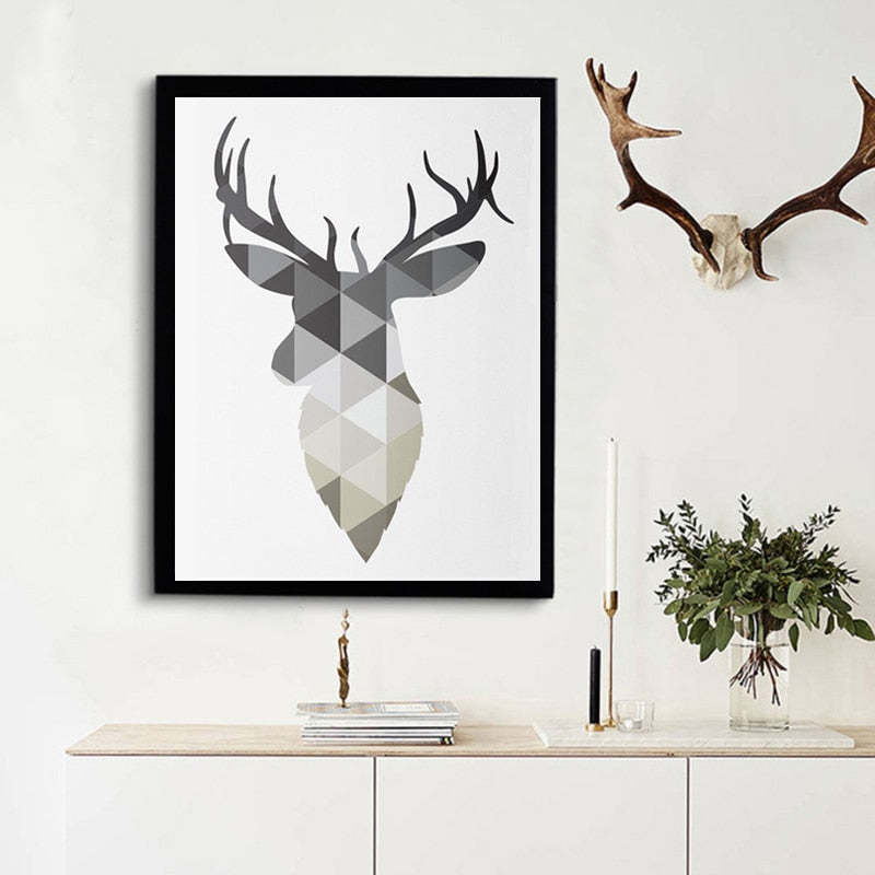 Geometric Deer Faith Quote - Canvas Wall Art Painting-Original Wall Arts