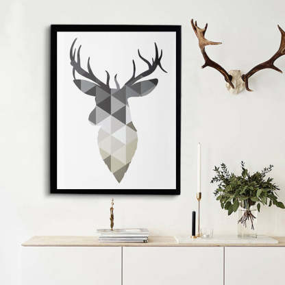 Geometric Deer Faith Quote - Canvas Wall Art Painting-Original Wall Arts