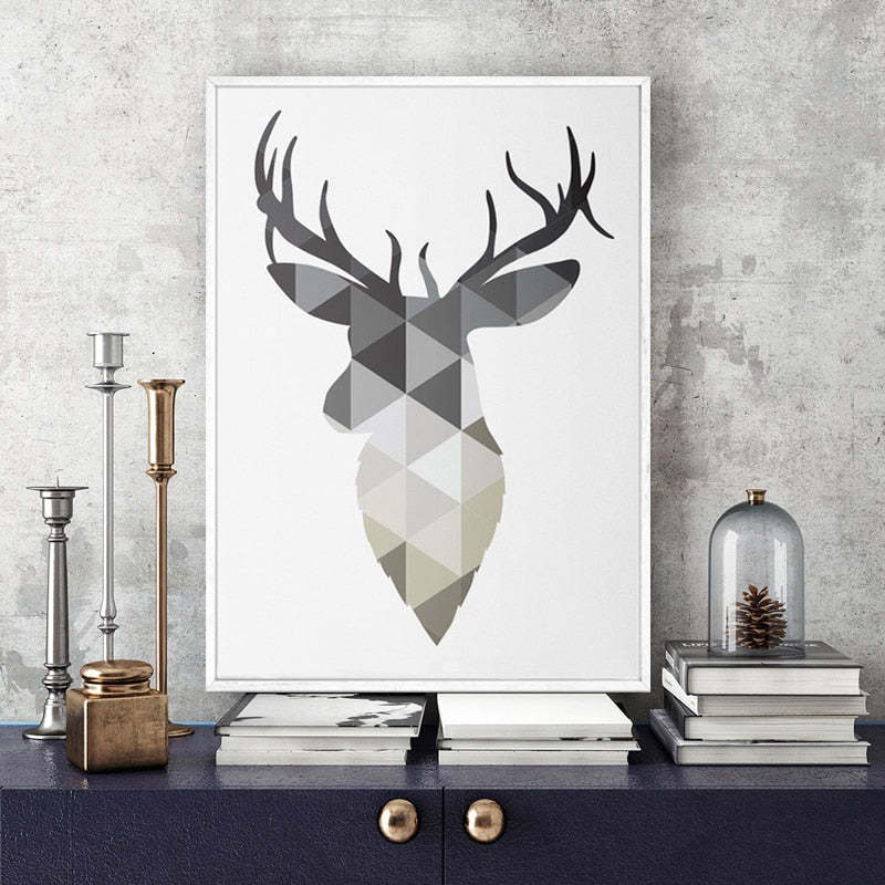Geometric Deer Faith Quote - Canvas Wall Art Painting-Original Wall Arts