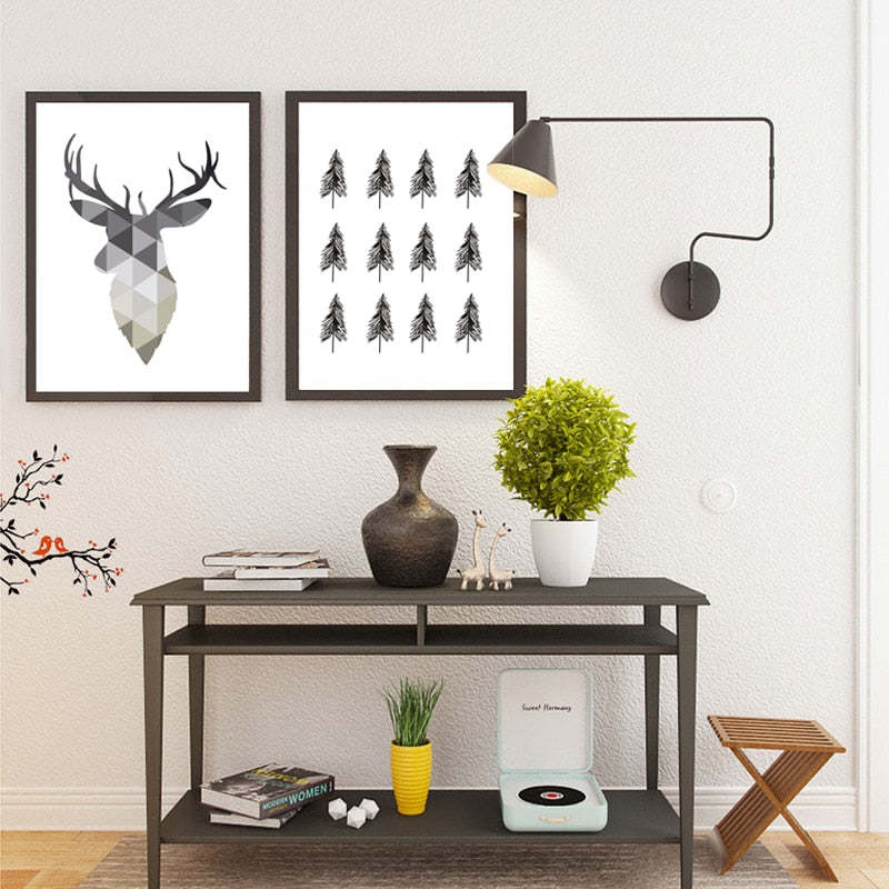 Geometric Deer Faith Quote - Canvas Wall Art Painting-Original Wall Arts