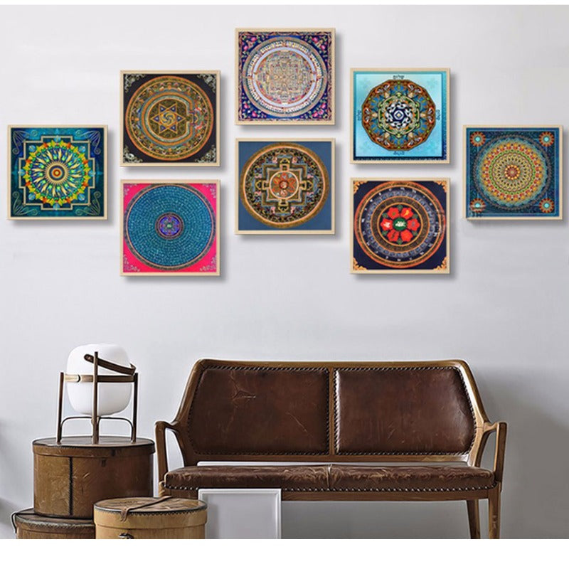 Mandala Ornament Thangka Yoga - Canvas Wall Art Painting-Original Wall Arts