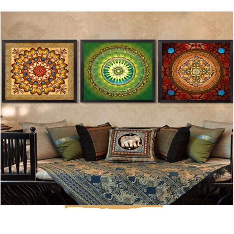 Mandala Ornament Thangka Yoga - Canvas Wall Art Painting-Original Wall Arts