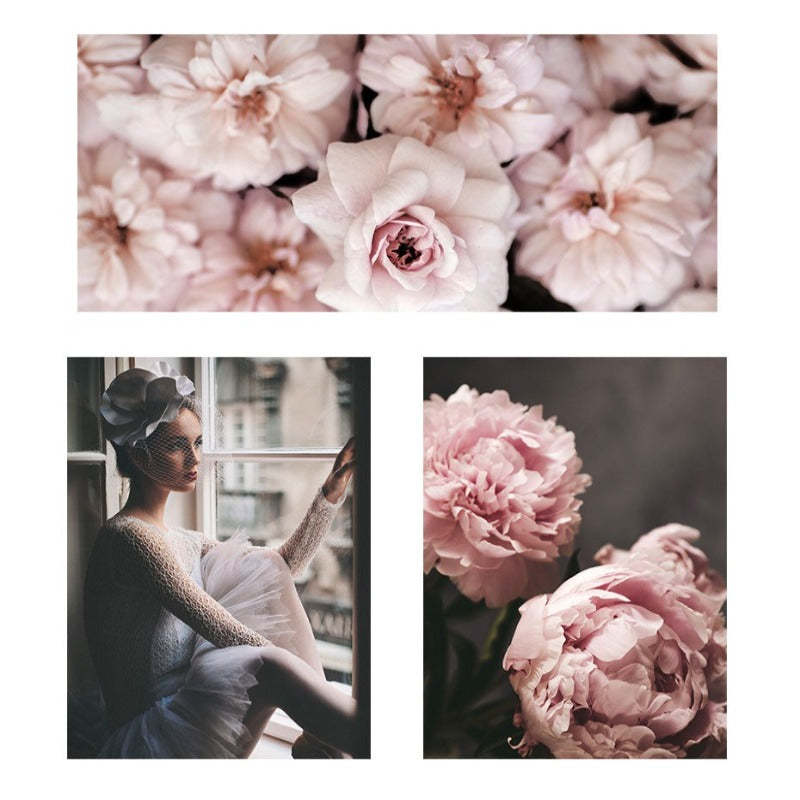 Pink Peony Floral Pictures Beauty Quotes - Canvas Wall Art Painting-Original Wall Arts