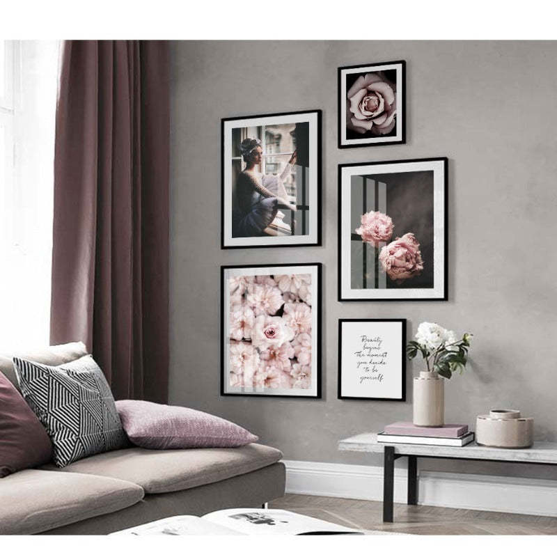 Pink Peony Floral Pictures Beauty Quotes - Canvas Wall Art Painting-Original Wall Arts