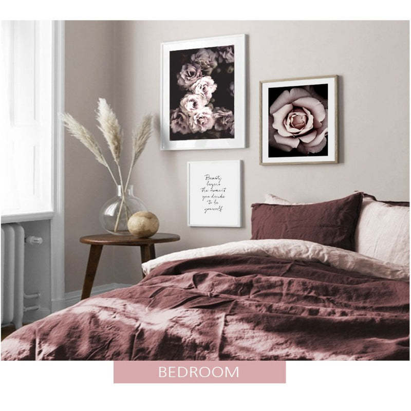 Pink Peony Floral Pictures Beauty Quotes - Canvas Wall Art Painting-Original Wall Arts
