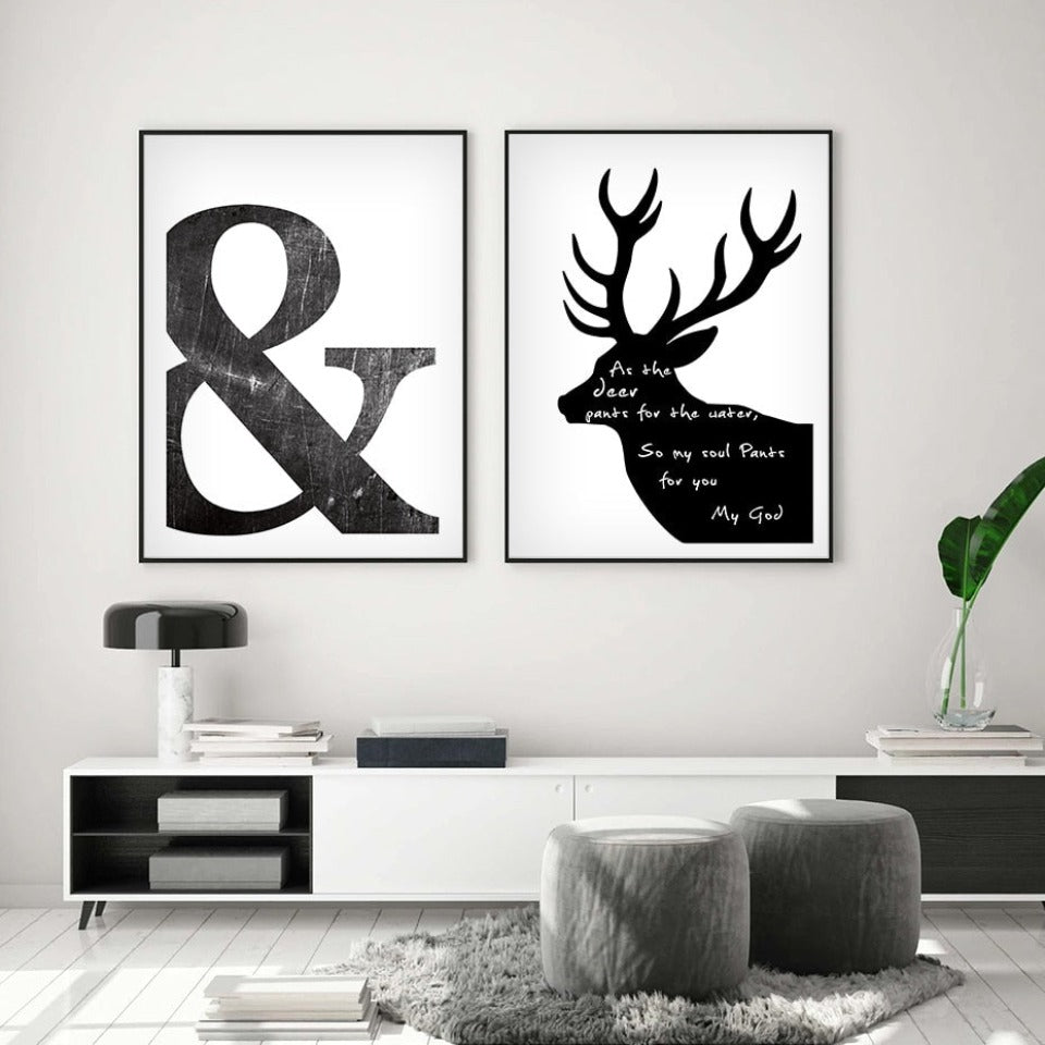 Scandinavia Deer Love Symbol Wall Art - Canvas Wall Art Painting-Original Wall Arts