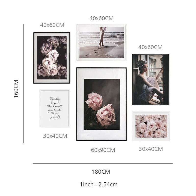 Pink Peony Floral Pictures Beauty Quotes - Canvas Wall Art Painting-Original Wall Arts