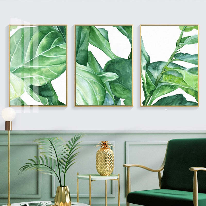 Modern Nordic Natural Tropical Leaves - Canvas Wall Art Painting-Original Wall Arts