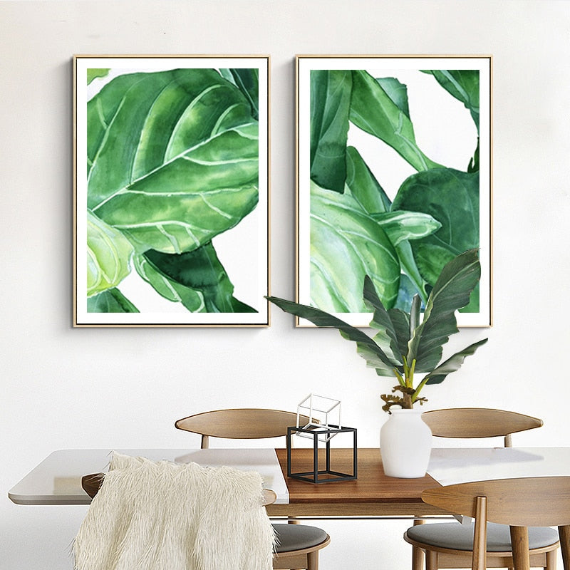 Modern Nordic Natural Tropical Leaves - Canvas Wall Art Painting-Original Wall Arts